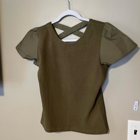 By Anthropologie Lace Up Flutter Top - Picture 4 of 6